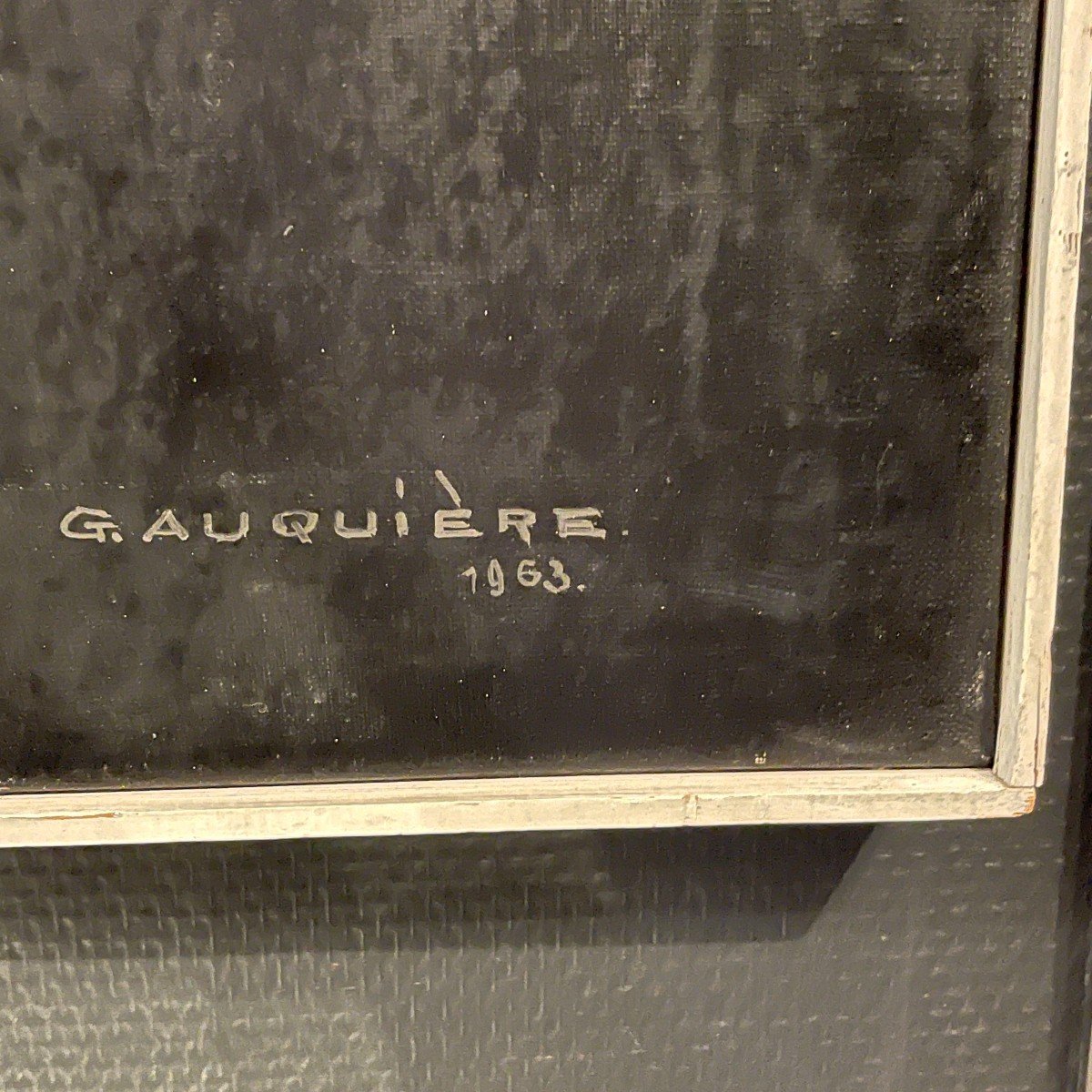 Gilbert Auquiere, Tableau Abstrait " Nocturne XX ", Grande Huile Sur Toile, 1963-photo-5